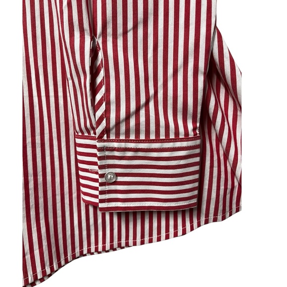 Comfy USA Red Striped Cotton Stretch Relaxed Casual Shirt Top Womens Medium - Picture 3 of 5